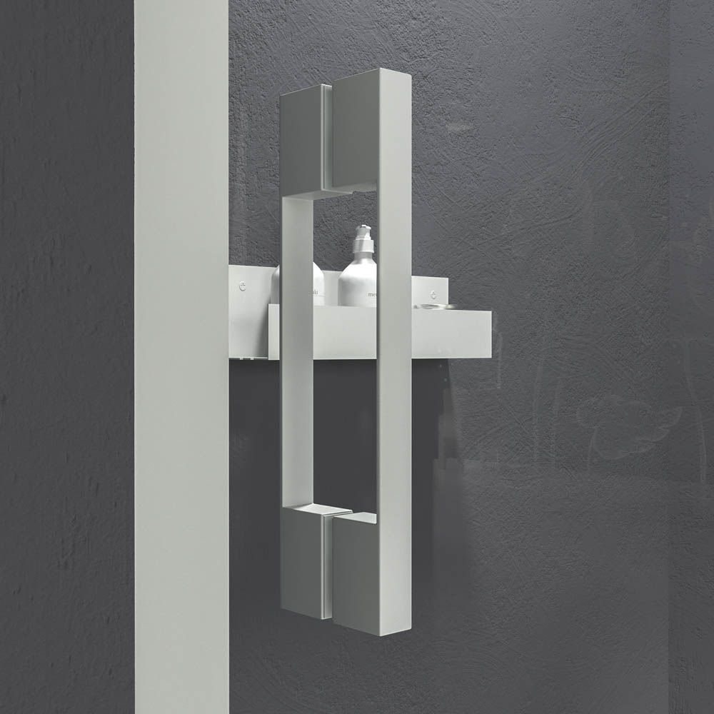 Mampara de ducha frontal LINEA1 fijo -1 puerta corredera. Sin perfil inferior. Acabado GRIS CLARO - Imagen 4