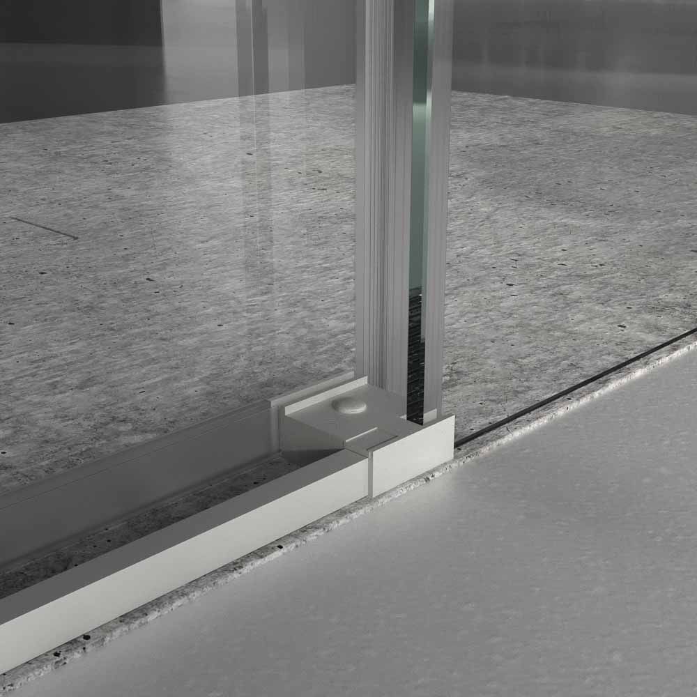 Mampara de ducha frontal LINEA1 fijo -1 puerta corredera. Sin perfil inferior. Acabado GRIS CLARO - Imagen 3