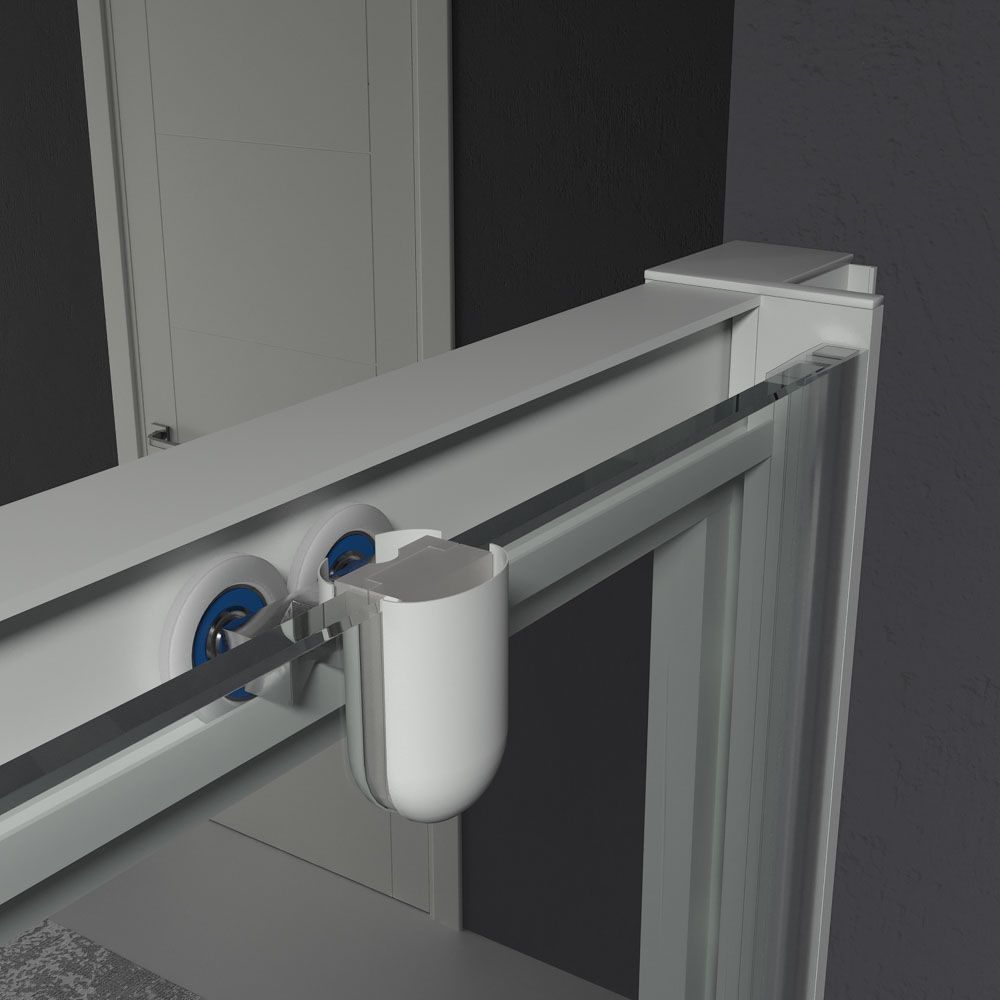 Mampara de ducha frontal LINEA1 fijo -1 puerta corredera. Sin perfil inferior. Acabado GRIS CLARO - Imagen 2