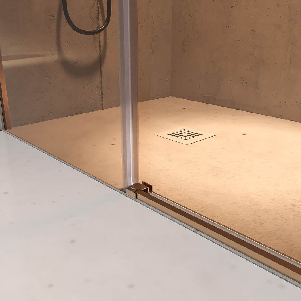 Mampara de ducha NOVUM rectangular 2 fijos - 2 puertas correderas vidrio 6 mm. Parsol bronce ACERO INOXIDABLE Cobre mate - Imagen 6