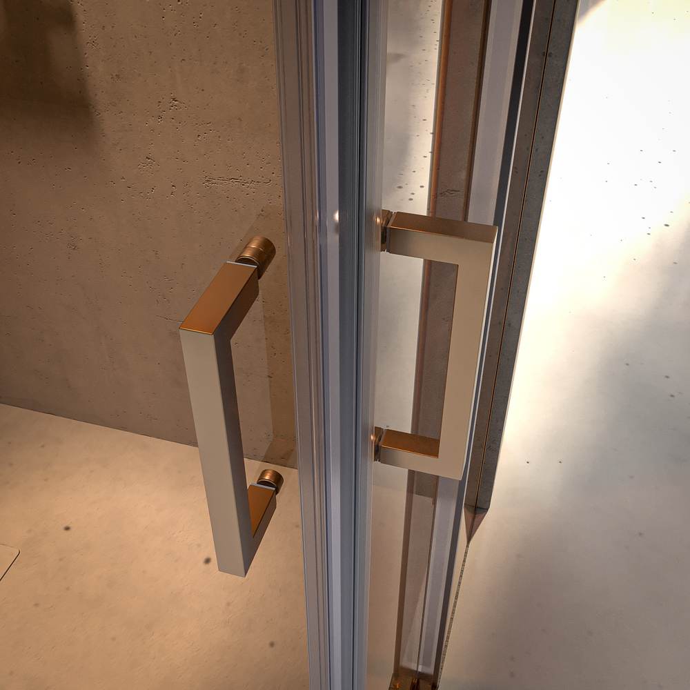 Mampara de ducha NOVUM rectangular 2 fijos - 2 puertas correderas vidrio 6 mm. Parsol bronce ACERO INOXIDABLE Cobre mate - Imagen 4