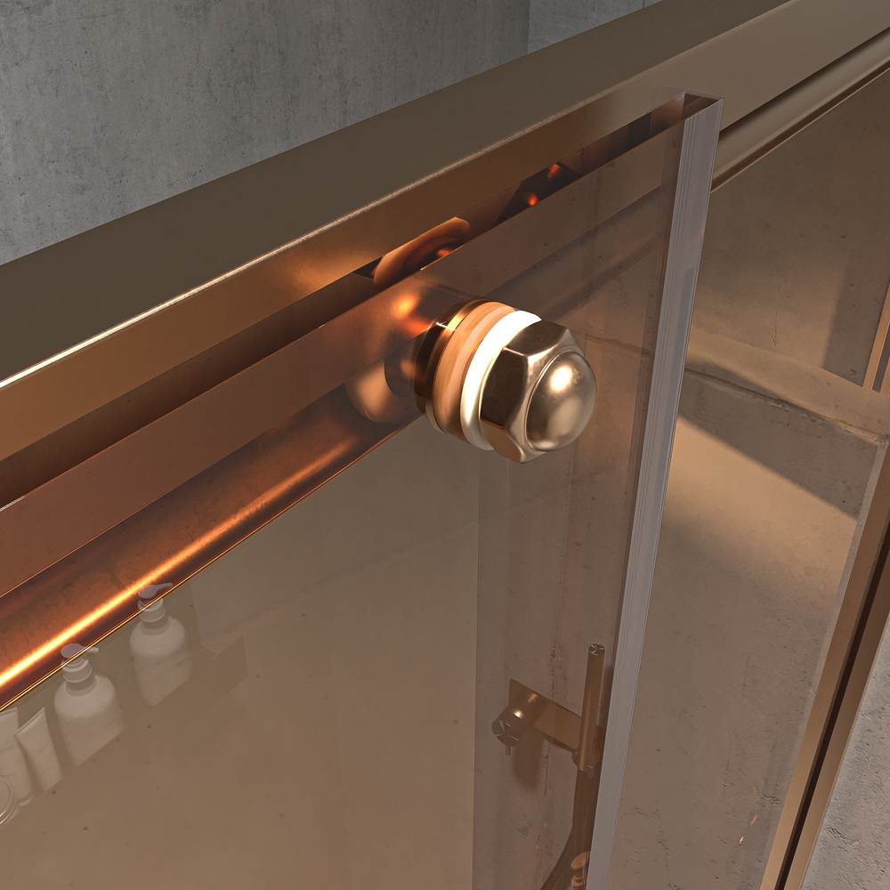 Mampara de ducha NOVUM rectangular 2 fijos - 2 puertas correderas vidrio 6 mm. Parsol bronce ACERO INOXIDABLE Cobre mate - Imagen 3