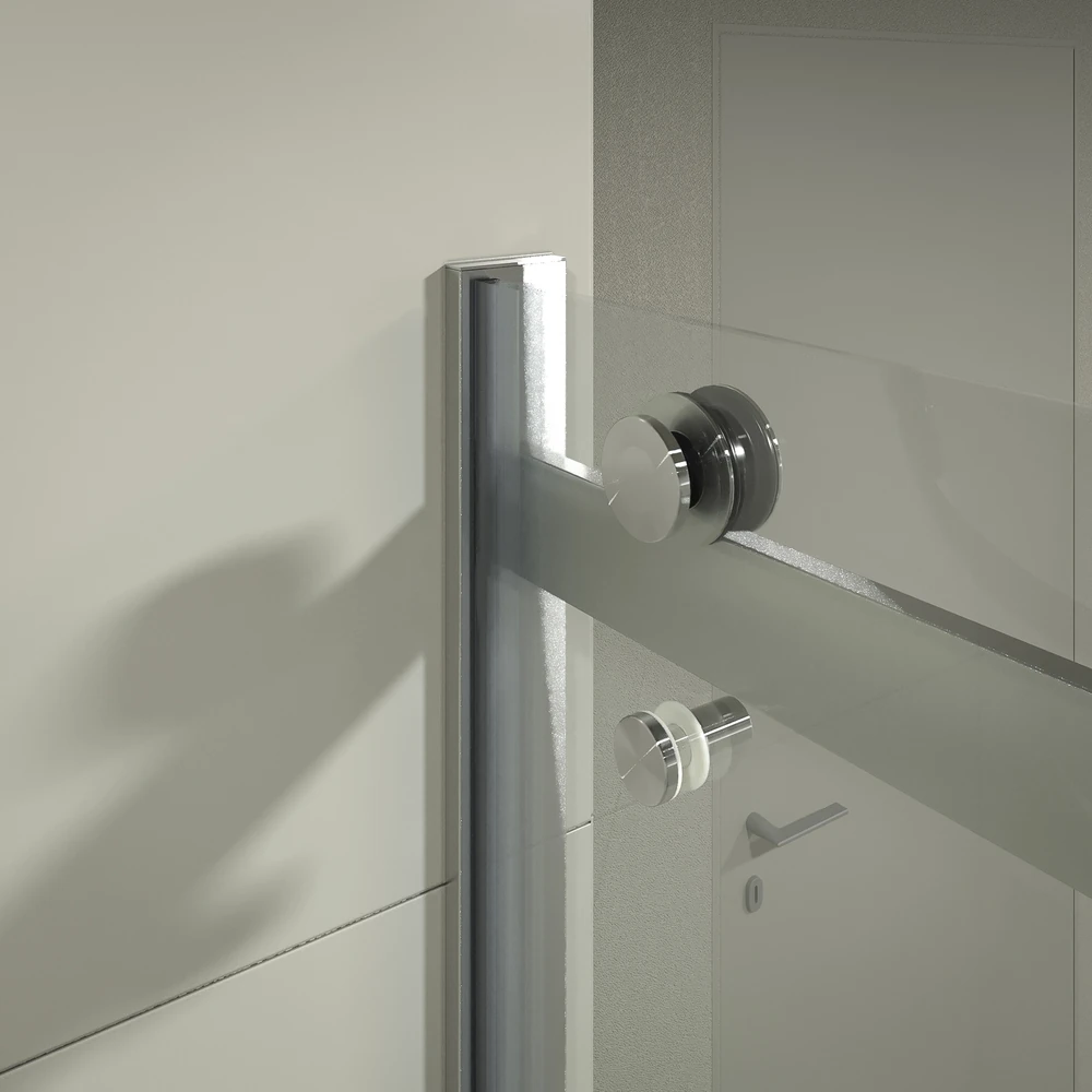 Mampara de ducha acero inoxidable LEXY frontal 1 fijo - 1 puerta corredera vidrio 8 mm. - Imagen 3