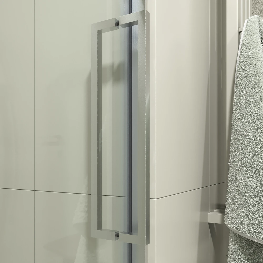 Mampara de ducha acero inoxidable LEXY frontal 1 fijo - 1 puerta corredera vidrio 8 mm. - Imagen 2