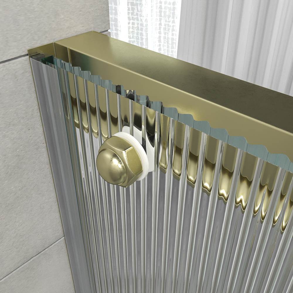 Mampara de ducha NOVUM frontal 1 fijo - 1 puerta corredera vidrio acanalado 6 mm. ORO MATE - Imagen 4