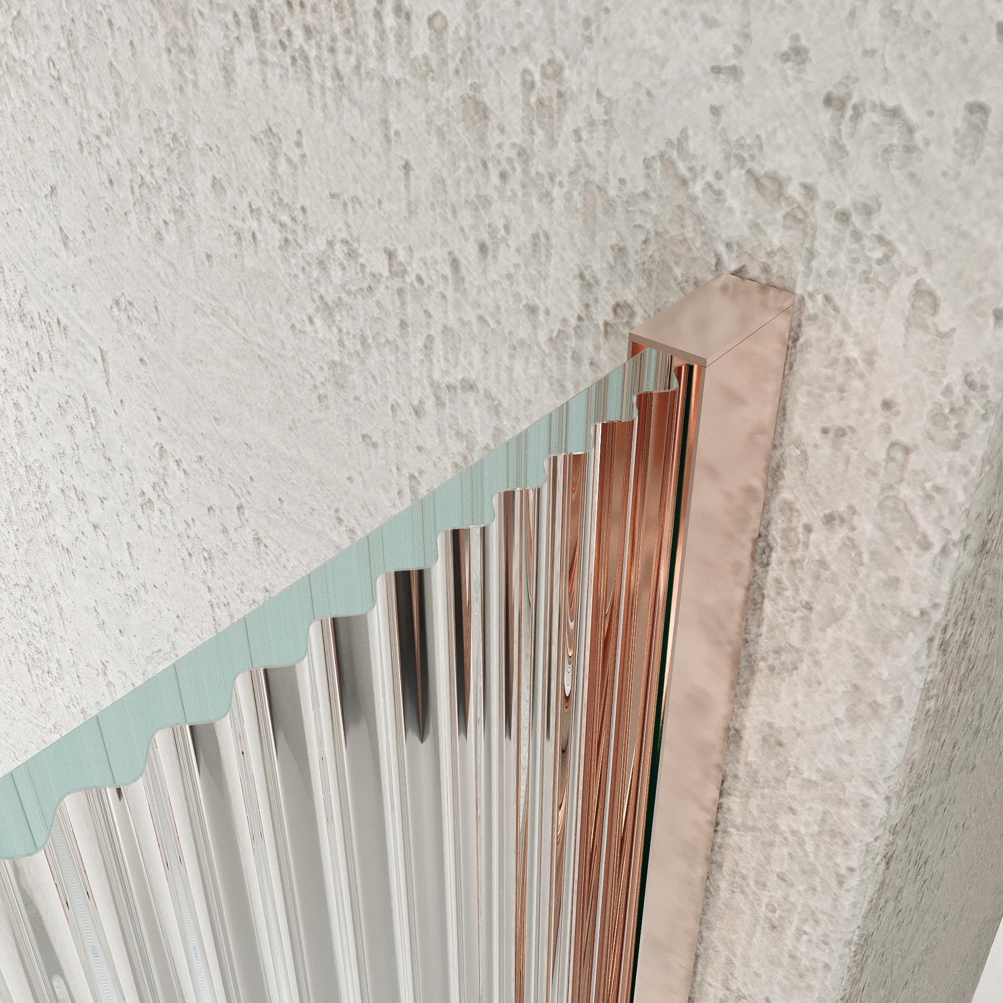 Mampara de ducha NOVUM rectangular 1 fijo - 1 puerta corredera + 1 fijo vidrio 6 mm. vidrio acanalado ACERO INOXIDABLE Oro rosa - Imagen 3