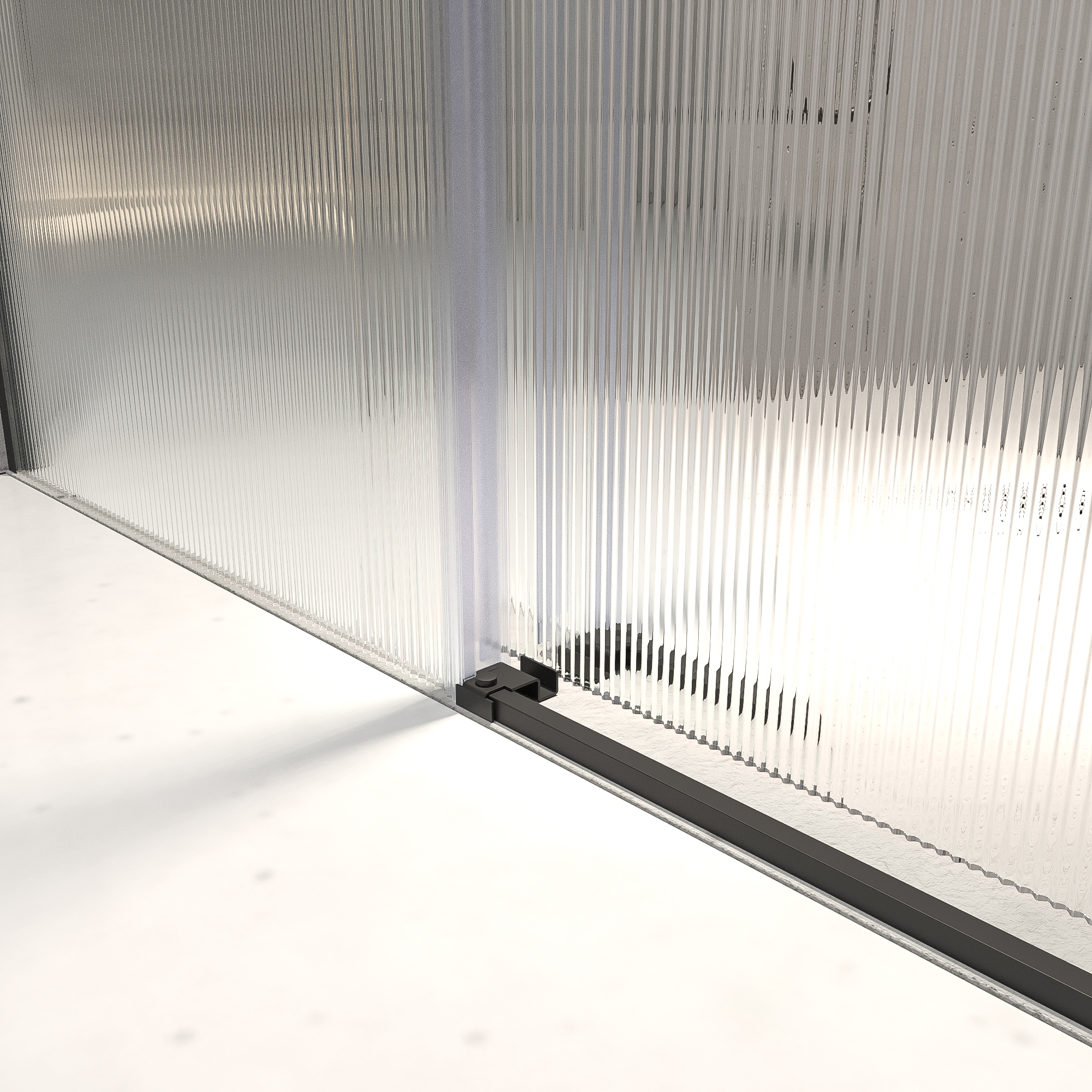 Mampara de ducha NOVUM rectangular 2 fijos - 2 puertas correderas vidrio 6 mm. Acanalado ACERO INOXIDABLE Gun metal - Imagen 3