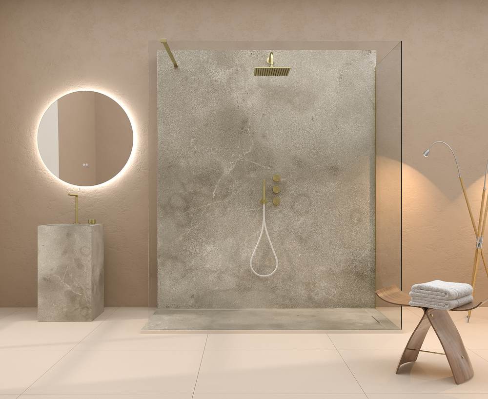 Panel de revestimiento para pared de baño MSCOMPACT efecto cemento ALMADA