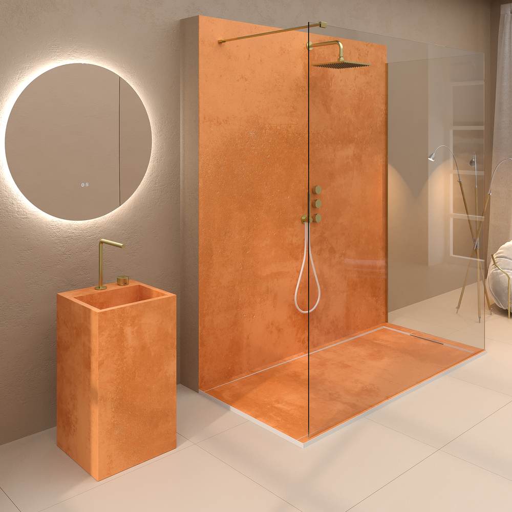 Panel de revestimiento para pared de baño MSCOMPACT efecto cemento COBRE - Imagen 2