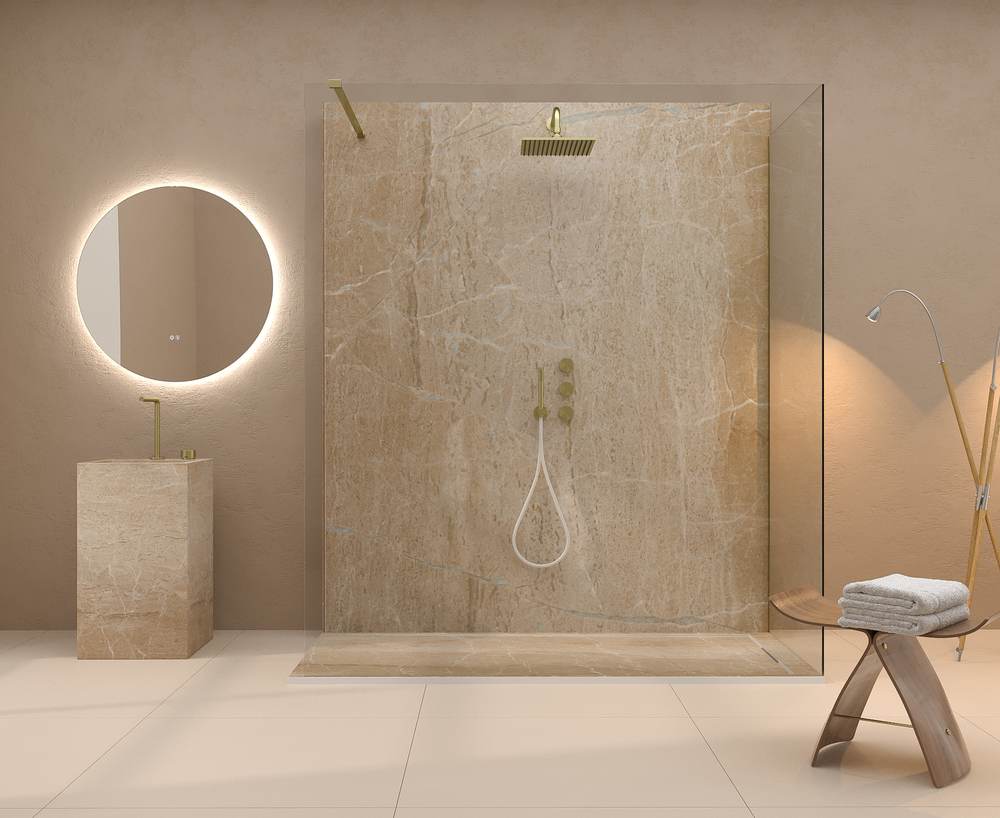 Panel de revestimiento para pared de baño MSCOMPACT efecto cemento DERA