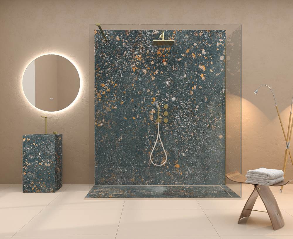 Panel de revestimiento para pared de baño MSCOMPACT efecto cemento LEOPARD