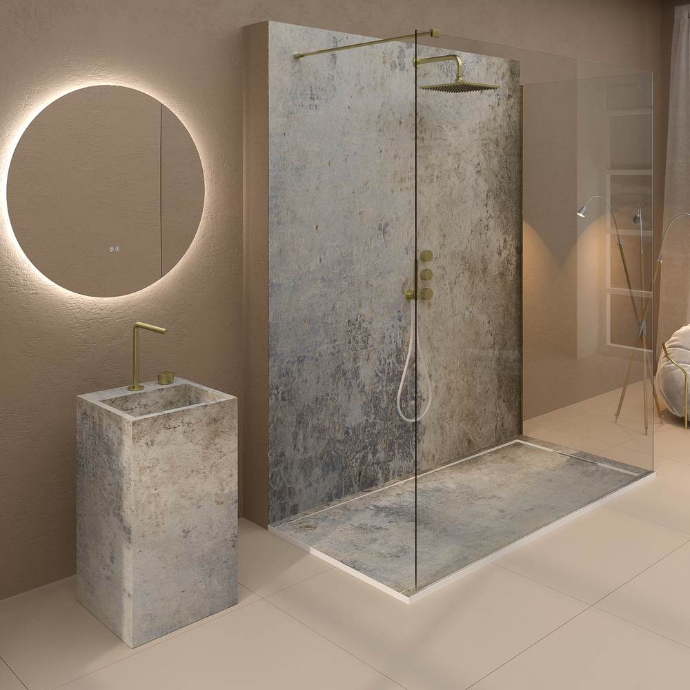 Panel de revestimiento para pared de baño MSCOMPACT efecto cemento CINZA - Imagen 2