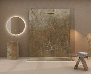 Panel de revestimiento para pared de baño MSCOMPACT efecto cemento TIRA