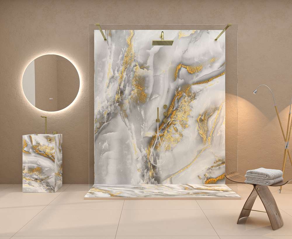 Panel de revestimiento para pared de baño MSCOMPACT efecto mármol ALMA - Imagen 2