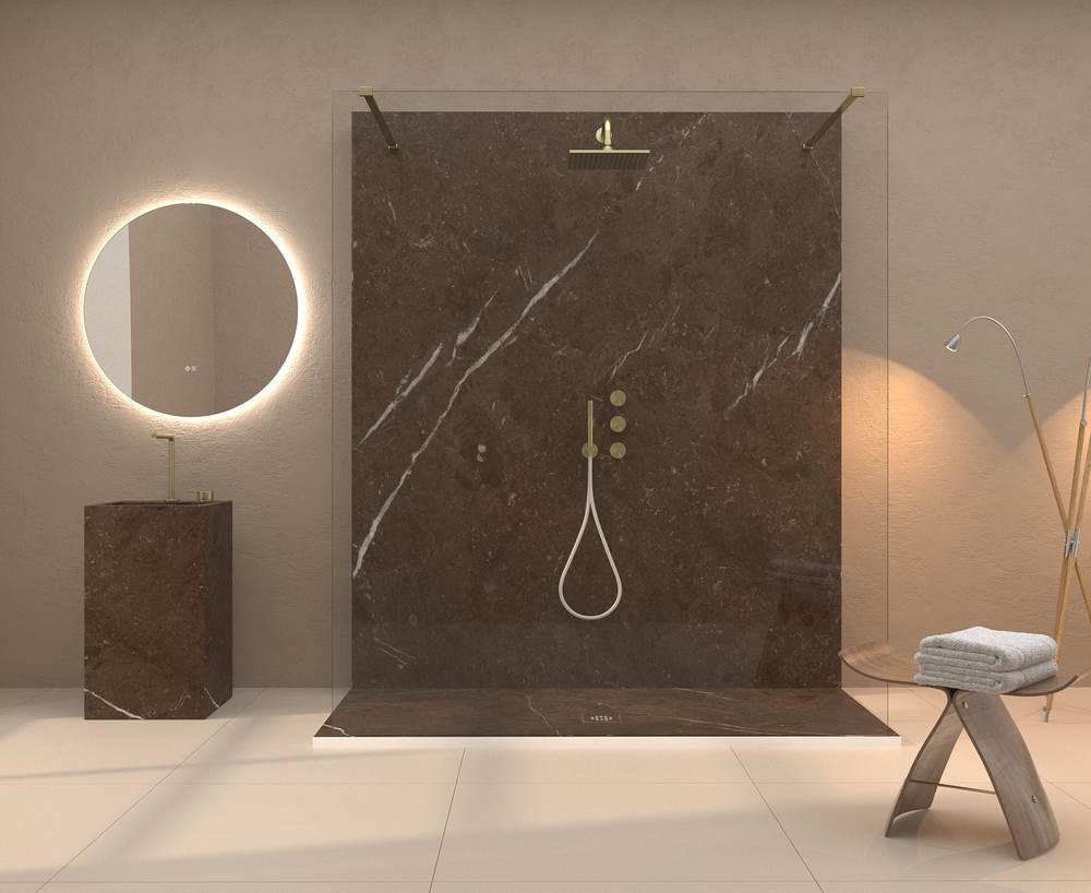 Panel de revestimiento para pared de baño MSCOMPACT efecto mármol DARK - Imagen 2