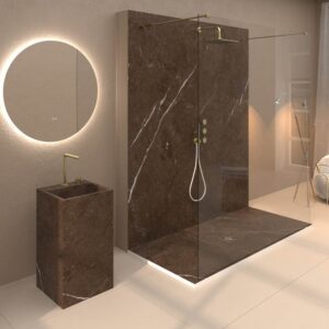 Panel de revestimiento para pared de baño MSCOMPACT efecto mármol DARK