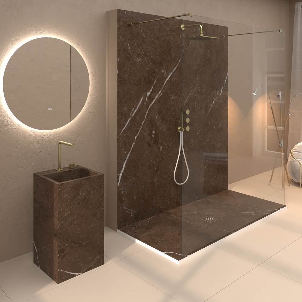 Panel de revestimiento para pared de baño MSCOMPACT efecto mármol DARK