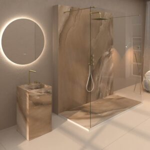 Panel de revestimiento para pared de baño MSCOMPACT efecto mármol DONATELLO