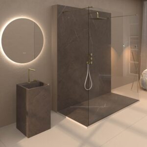 Panel de revestimiento para pared de baño MSCOMPACT efecto mármol EMPERADOR