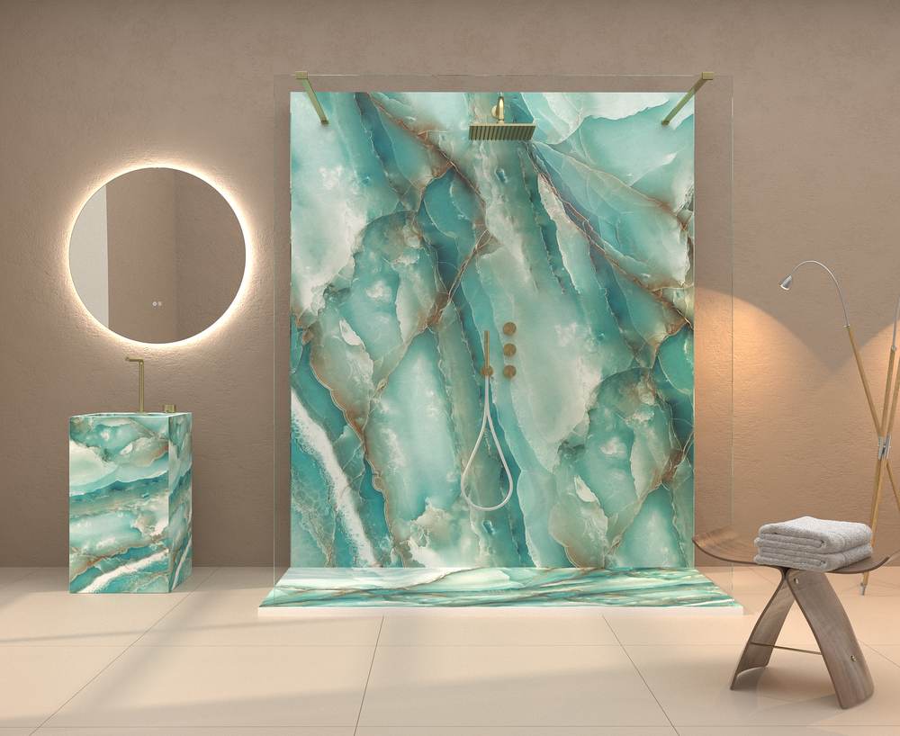 Panel de revestimiento para pared de baño MSCOMPACT efecto mármol GREEN - Imagen 2