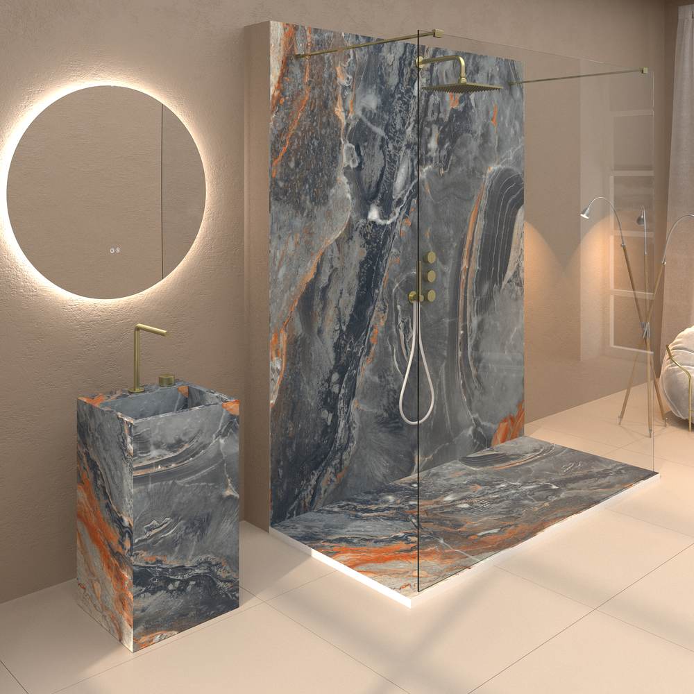 Panel de revestimiento para pared de baño MSCOMPACT efecto mármol LESTER