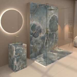 Panel de revestimiento para pared de baño MSCOMPACT efecto mármol LITEC