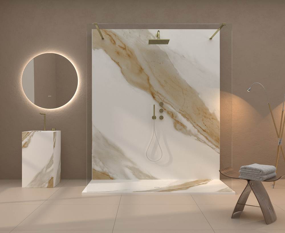 Panel de revestimiento para pared de baño MSCOMPACT efecto mármol PIETRA - Imagen 2