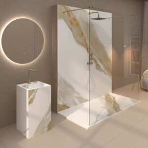 Panel de revestimiento para pared de baño MSCOMPACT efecto mármol PIETRA