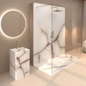 Panel de revestimiento para pared de baño MSCOMPACT efecto mármol REALE