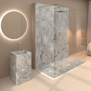 Panel de revestimiento para pared de baño MSCOMPACT efecto mármol SIERRA