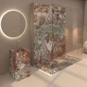 Panel de revestimiento para pared de baño MSCOMPACT efecto mármol THASOS