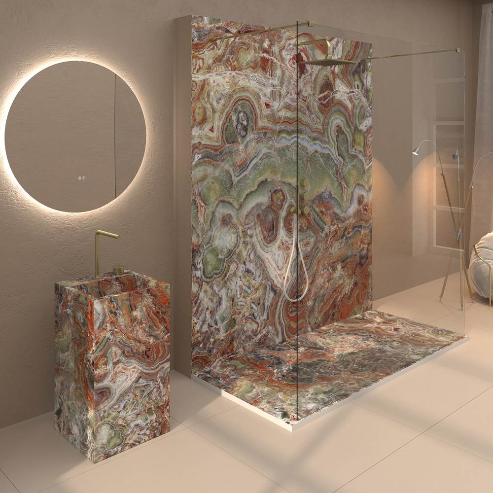 Panel de revestimiento para pared de baño MSCOMPACT efecto mármol THASOS