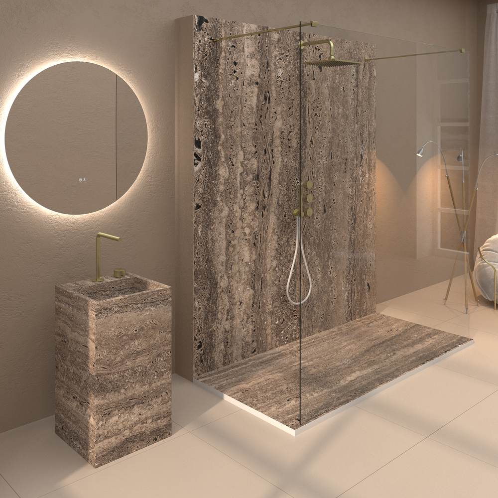 Panel de revestimiento para pared de baño MSCOMPACT efecto mármol VOLAKA