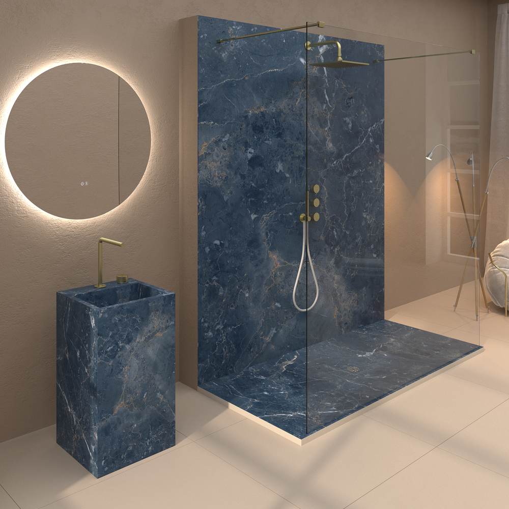 Panel de revestimiento para pared de baño MSCOMPACT efecto mármol ZARK