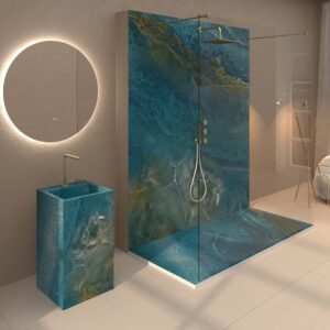 Panel de revestimiento para pared de baño MSCOMPACT efecto mármol ZARK