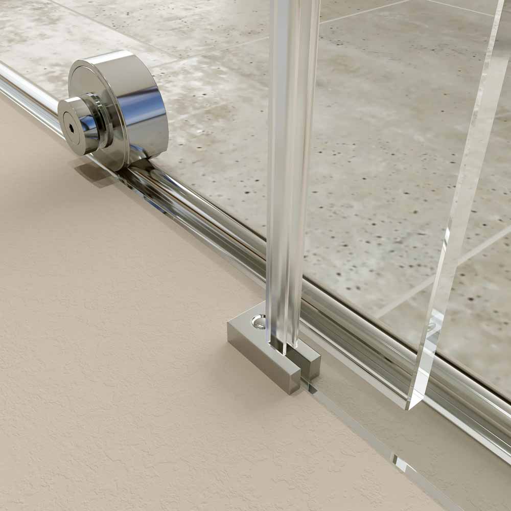 Mampara de ducha rectangular VERONA apertura frontal 1 fijo-1 puerta corredera con ruedas inferiores + 1 fijo acabado CROMO BRILLO - Imagen 3