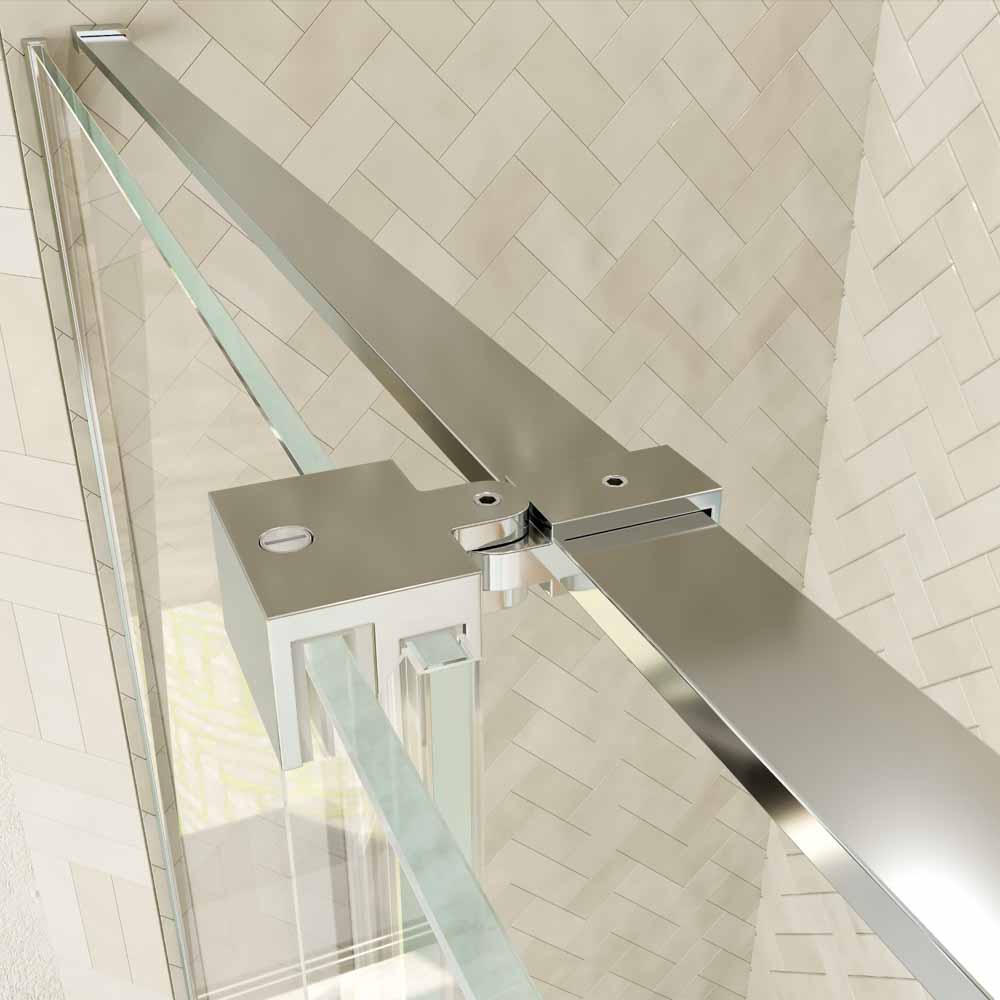 Mampara de ducha rectangular VERONA apertura frontal 1 fijo-1 puerta corredera con ruedas inferiores + 1 fijo acabado CROMO BRILLO - Imagen 8