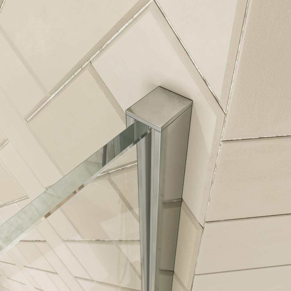 Mampara de ducha rectangular VERONA apertura frontal 1 fijo-1 puerta corredera con ruedas inferiores + 1 fijo acabado CROMO BRILLO - Imagen 6