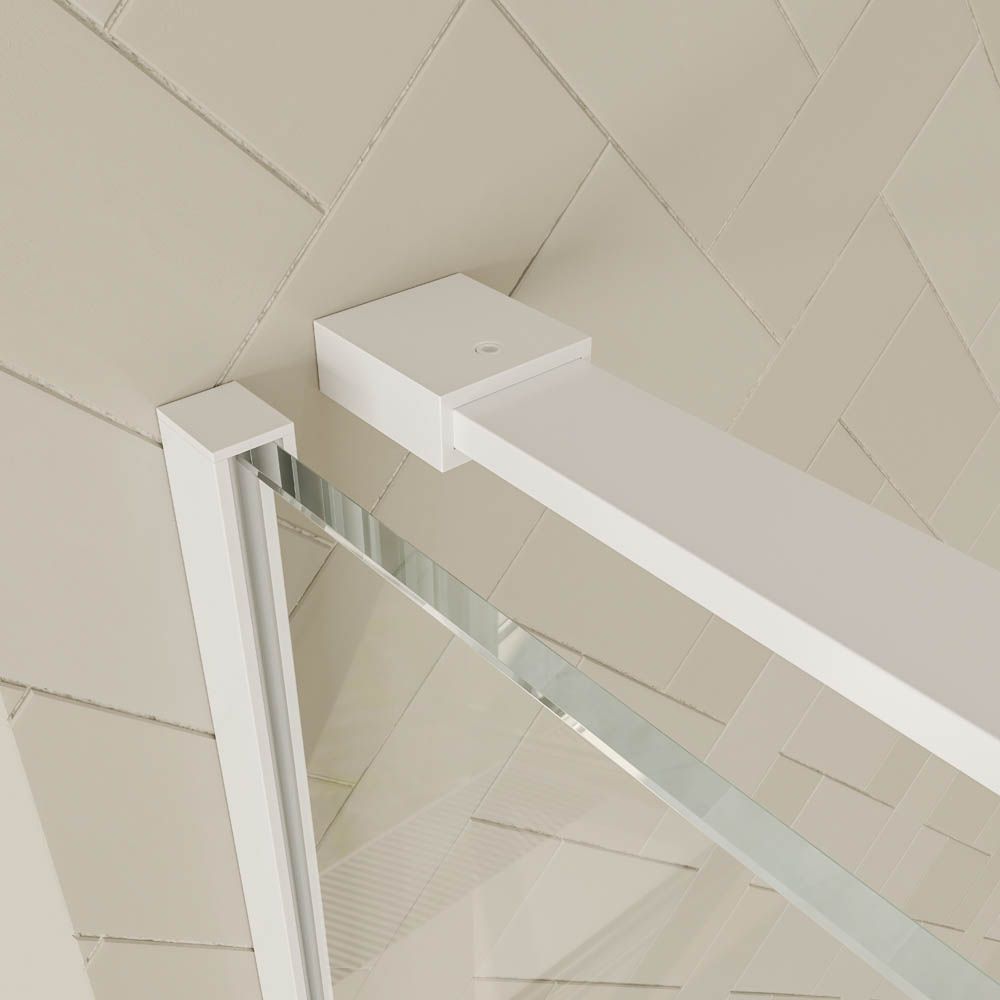 Mampara de ducha rectangular VERONA apertura frontal 1 fijo-1 puerta corredera con ruedas inferiores + 1 fijo acabado BLANCO MATE - Imagen 9