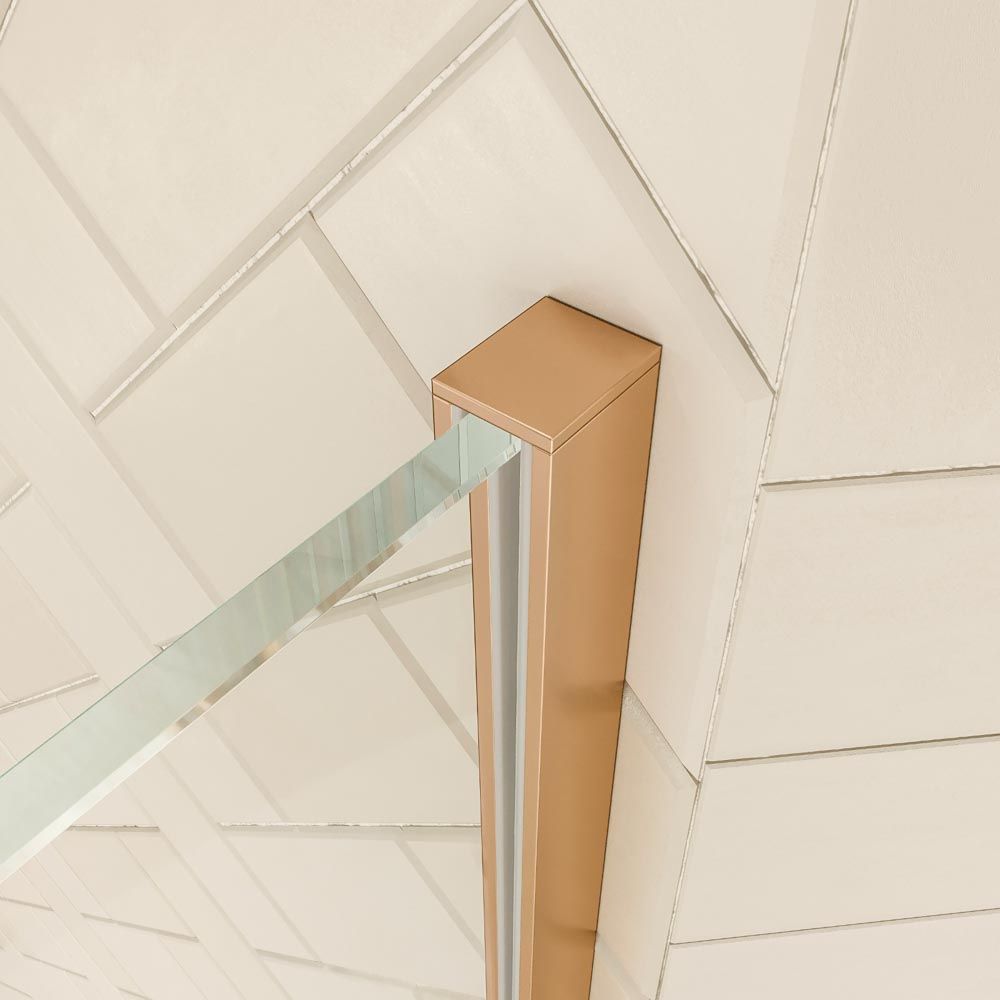 Mampara de ducha rectangular VERONA apertura frontal 1 fijo-1 puerta corredera con ruedas inferiores + 1 fijo acabado COBRE - Imagen 2