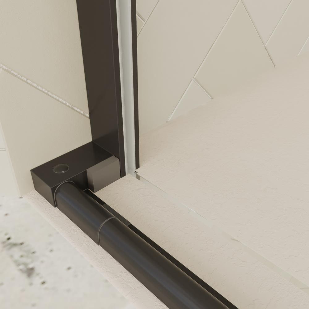 Mampara de ducha rectangular VERONA apertura frontal 1 fijo-1 puerta corredera con ruedas inferiores + 1 fijo acabado NEGRO MATE - Imagen 5