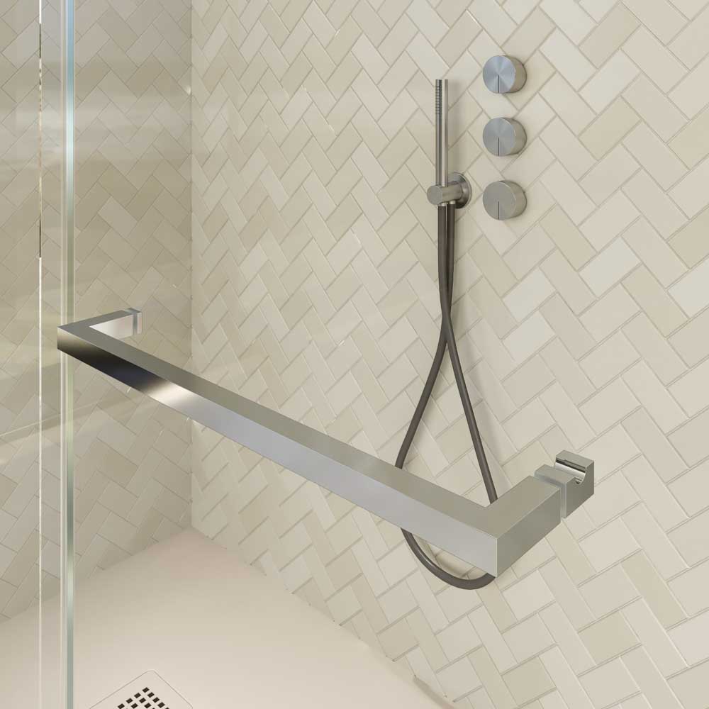 Mampara de ducha rectangular VERONA apertura frontal 1 fijo-1 puerta corredera con ruedas inferiores + 1 fijo acabado CROMO BRILLO - Imagen 5