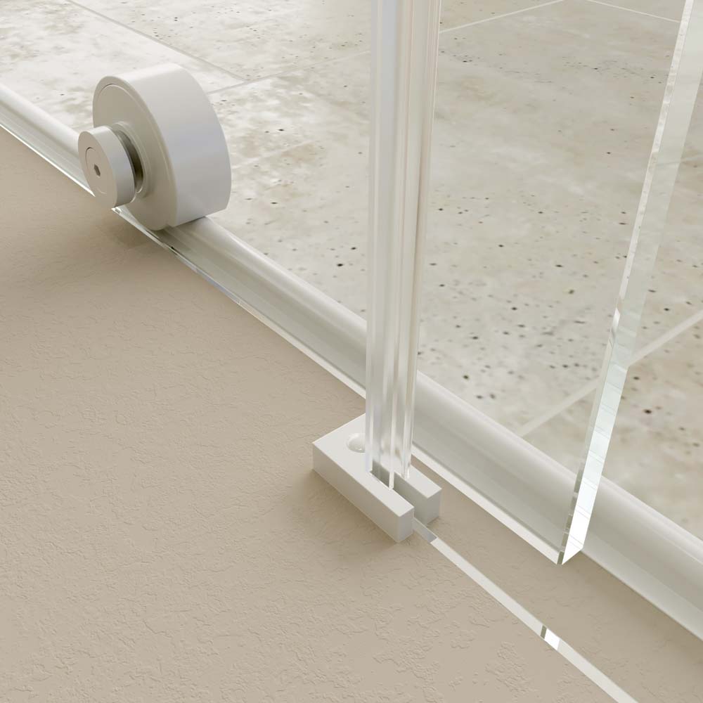 Mampara de ducha rectangular VERONA apertura frontal 1 fijo-1 puerta corredera con ruedas inferiores + 1 fijo acabado BLANCO MATE - Imagen 4