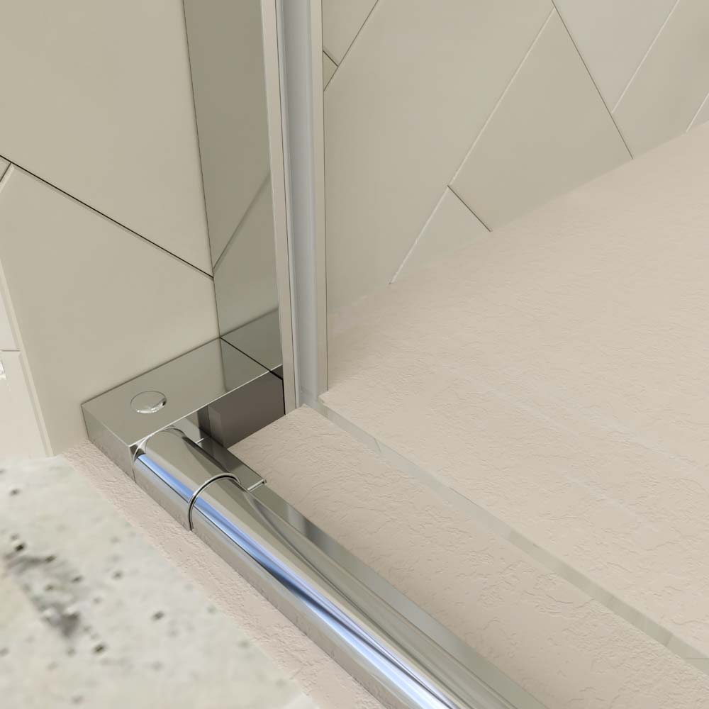 Mampara de ducha rectangular VERONA apertura frontal 1 fijo-1 puerta corredera con ruedas inferiores + 1 fijo acabado CROMO BRILLO - Imagen 4