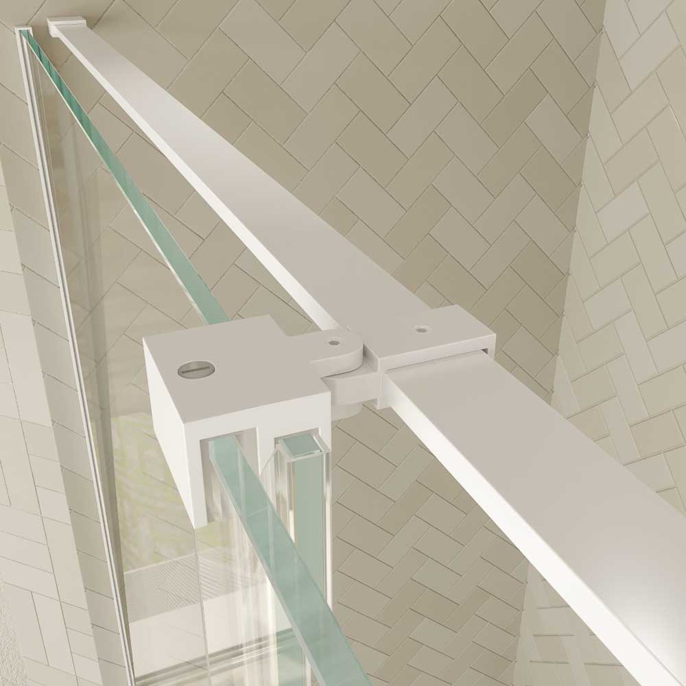 Mampara de ducha rectangular VERONA apertura frontal 1 fijo-1 puerta corredera con ruedas inferiores + 1 fijo acabado BLANCO MATE - Imagen 2