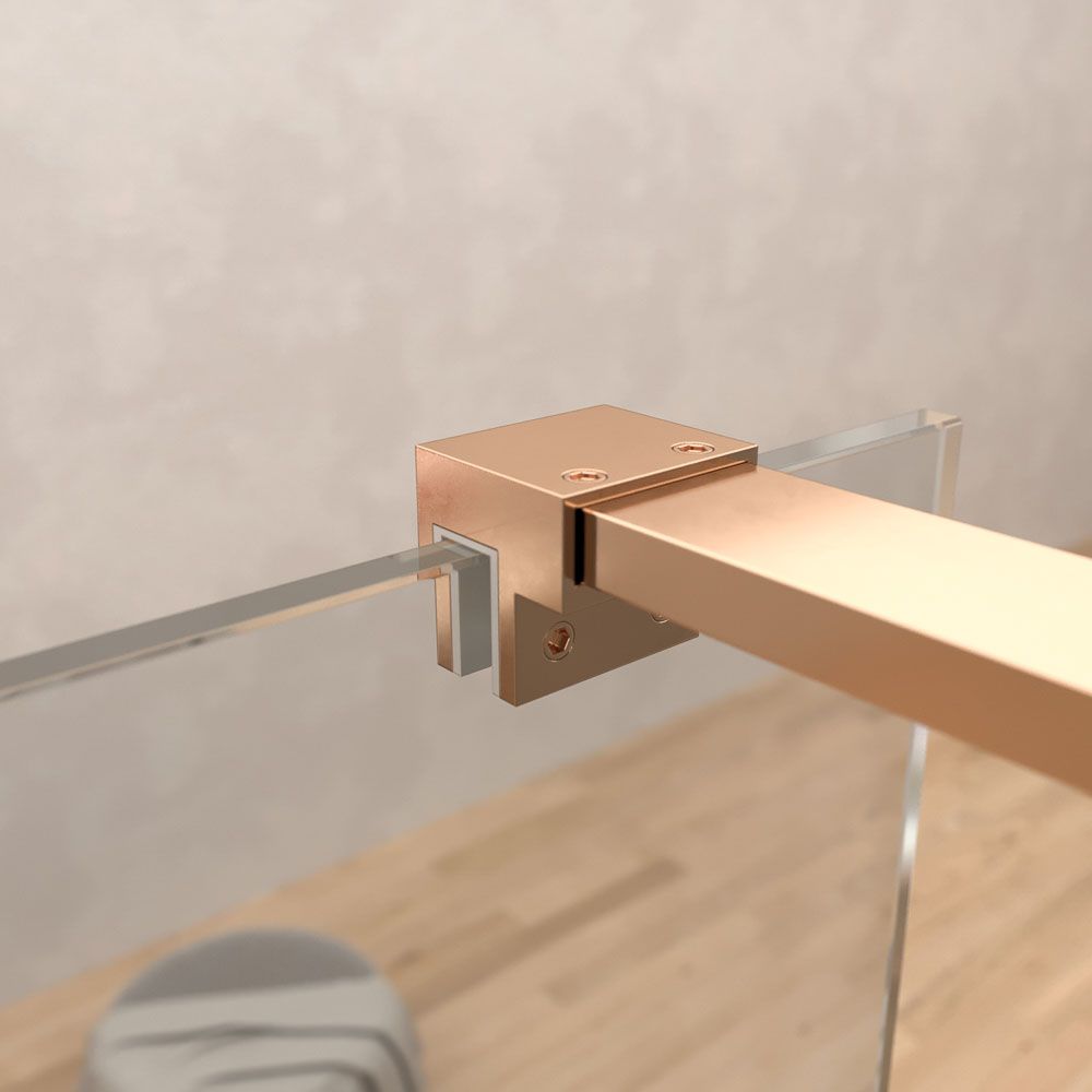 Fijo de ducha mampara ZEN perfil COBRE MATE - Vidrio 10 MM con tratamiento anti-cal incluido - Imagen 2