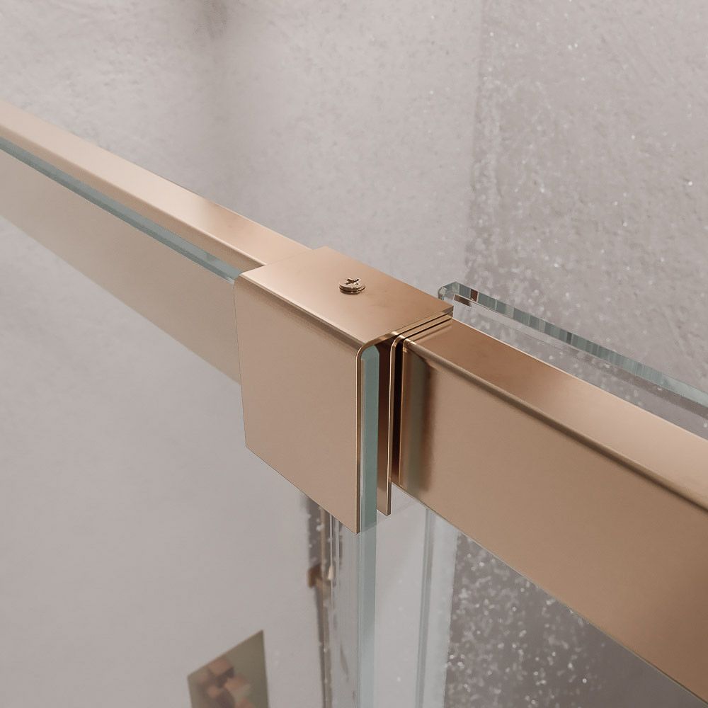 Mampara de ducha AXER rectangular 2 fijos - 2 puertas correderas vidrio 6 mm. ACERO INOXIDABLE acabado COBRE - Imagen 5