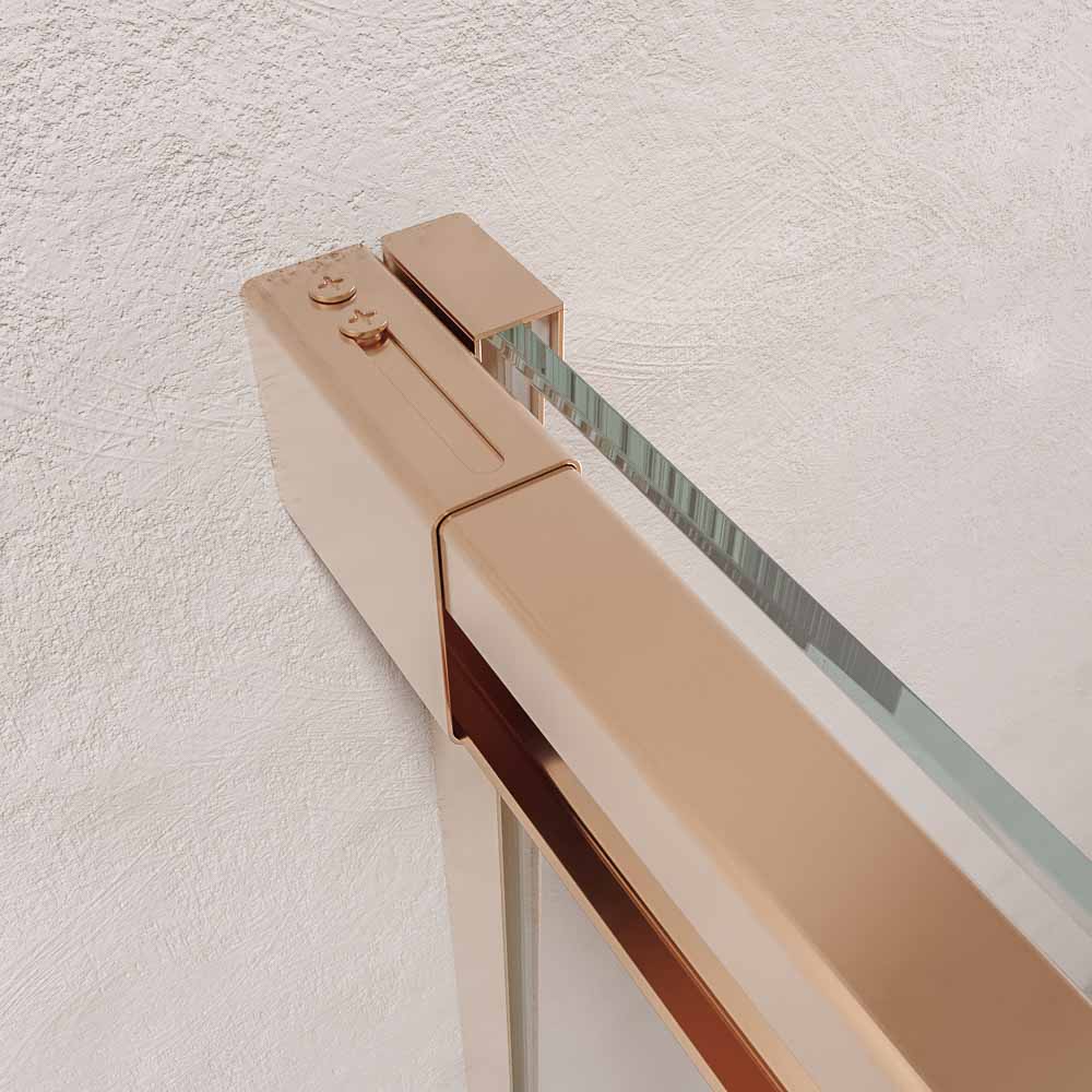 Mampara de ducha AXER rectangular 2 fijos - 2 puertas correderas vidrio 6 mm. ACERO INOXIDABLE acabado COBRE - Imagen 4