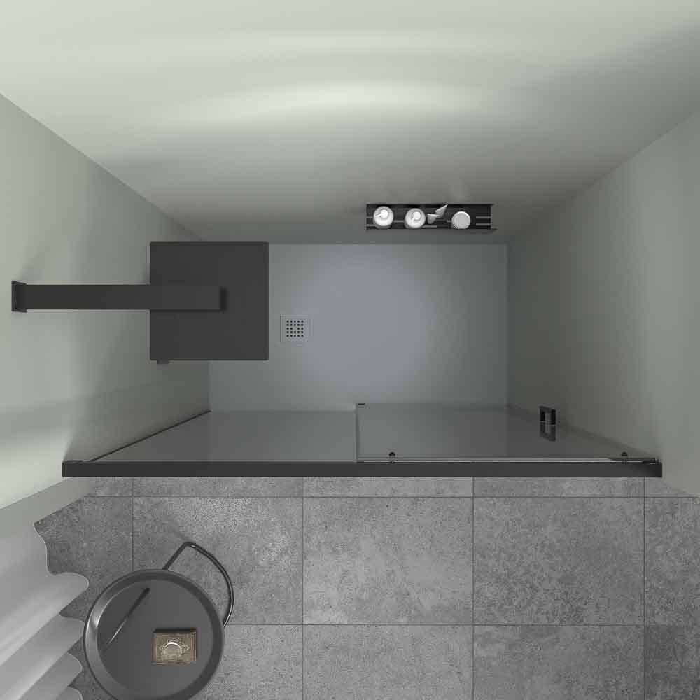 Mampara de ducha TECH STEEL frontal 1 fijo - 1 puerta corredera Parsol Gris - Acero Inoxidable NEGRO MATE - Imagen 6