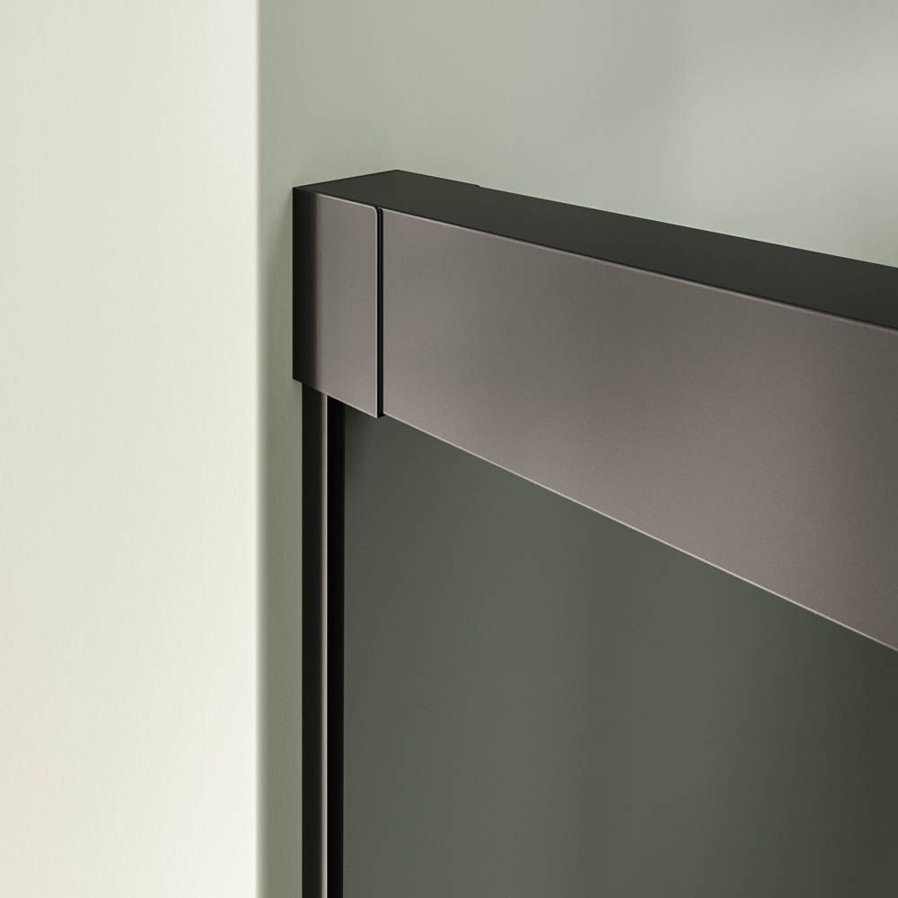 Mampara de ducha TECH STEEL frontal 1 fijo - 1 puerta corredera Parsol Gris - Acero Inoxidable NEGRO MATE - Imagen 5